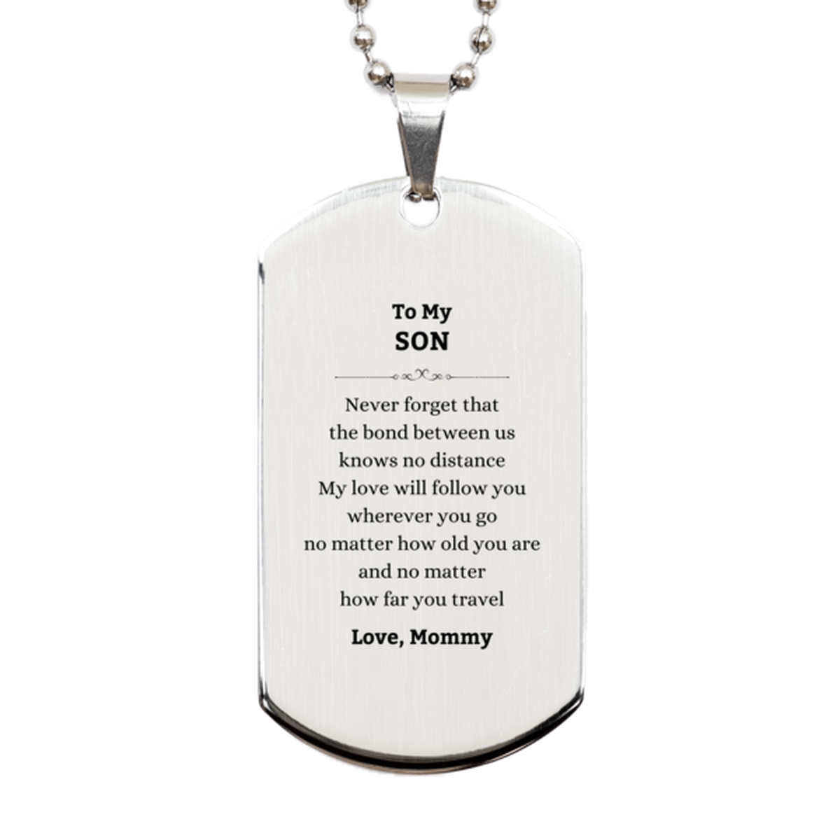 Son Silver Dog Tag Necklace - Love Between Us Design | Graduation Gift