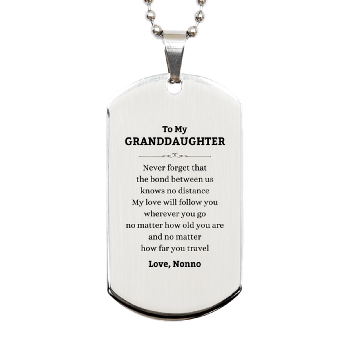 Granddaughter Silver Dog Tag Necklace - Love, Nonno | Birthday & Graduation Gift