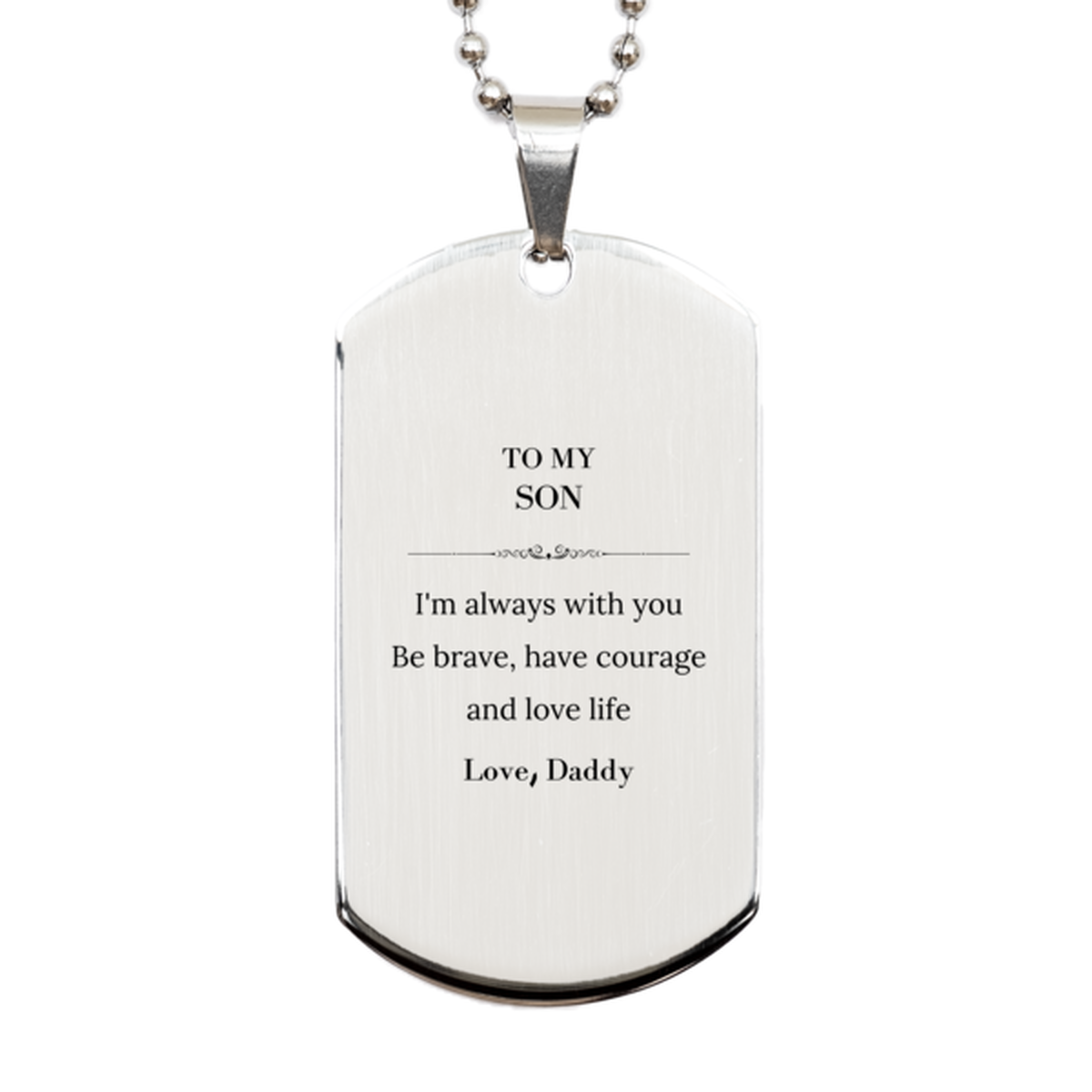 Son Silver Dog Tag Necklace - I'm Always With You | Graduation Gift