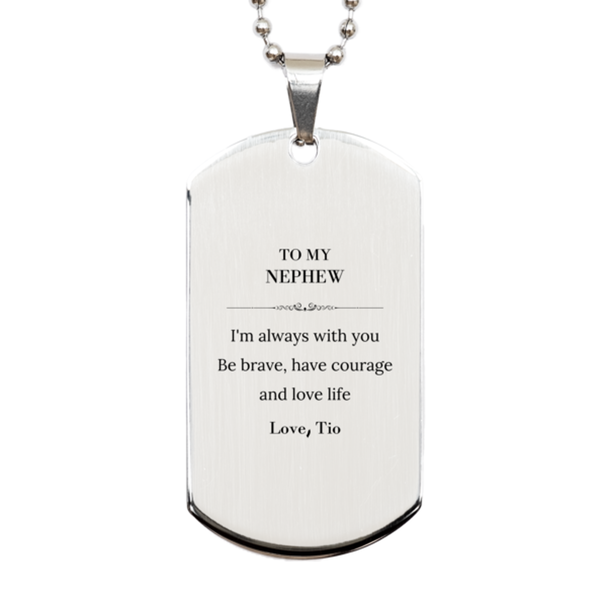 Nephew Silver Dog Tag Necklace - Inspirational Message | Birthday Gift