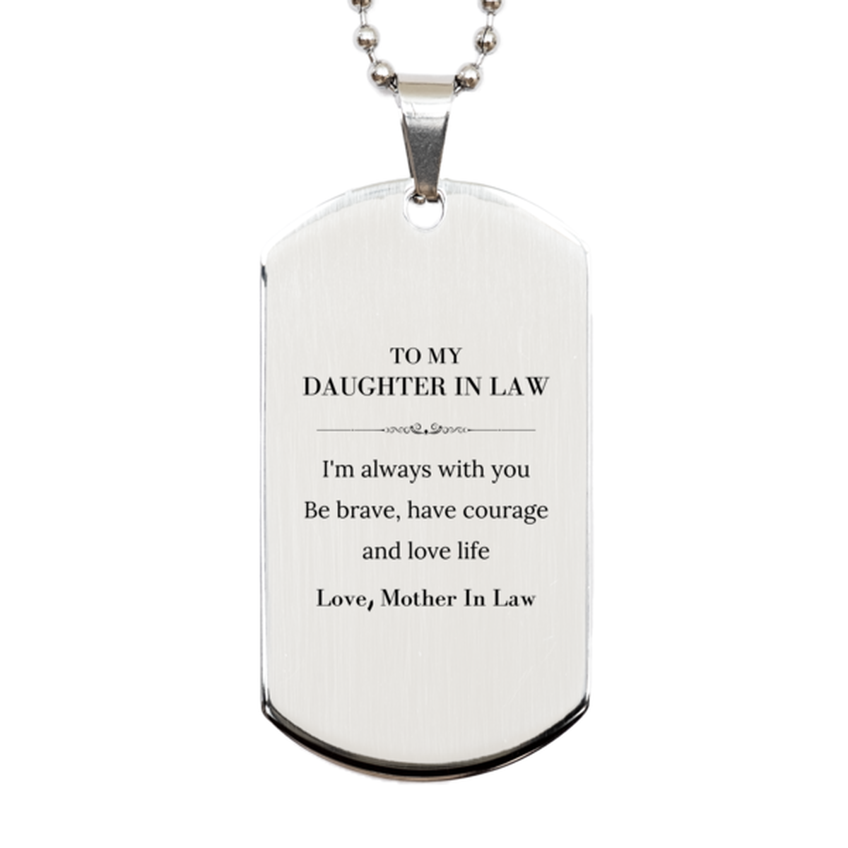 Daughter In Law Silver Dog Tag Necklace - Inspirational Message | Christmas Gift