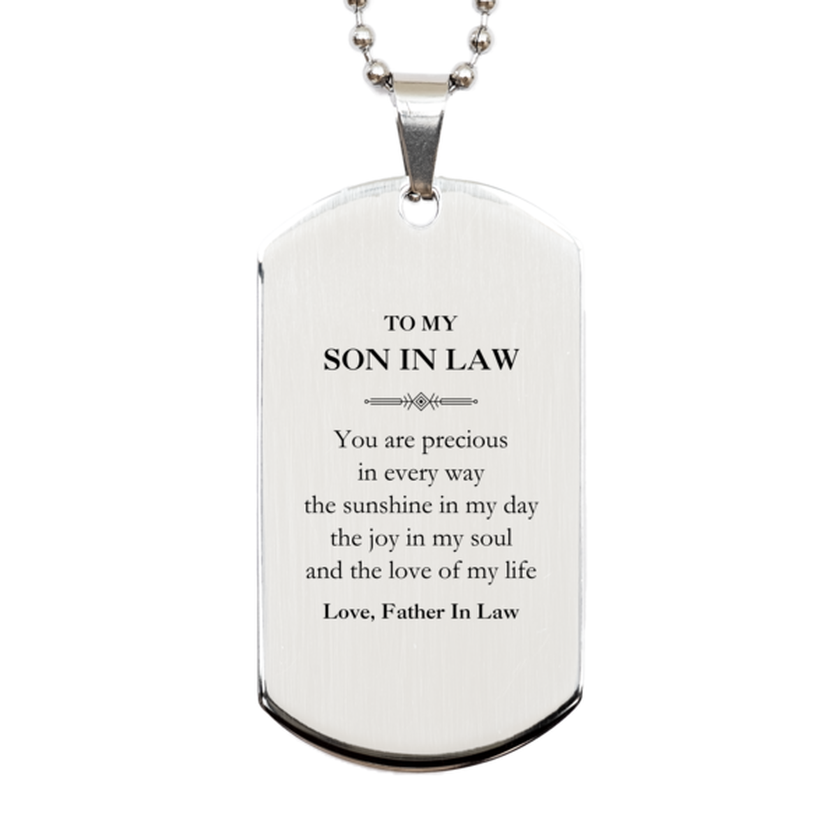 Son In Law Silver Dog Tag Necklace - You Are Precious in Every Way | Graduation Gift