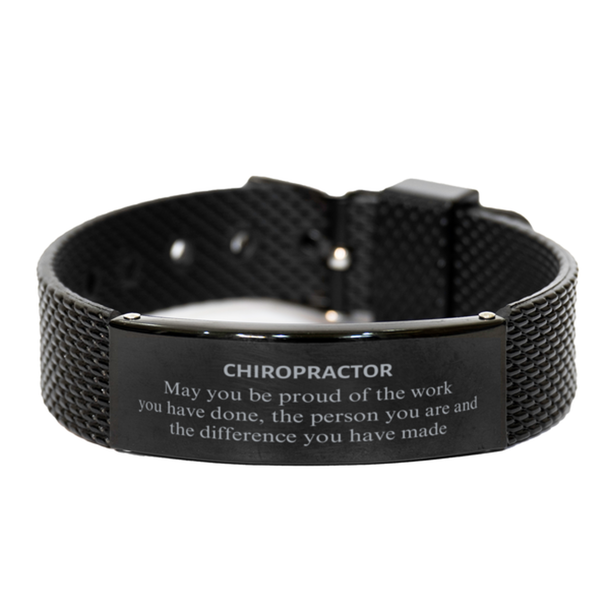 Chiropractor Black Engraved Bracelet - May You Be Proud | Retirement Gift