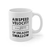 Load image into Gallery viewer, Math Nerd Coffee Mug - Formula For The Airspeed Velocity of Unladen Swallow | Perfect Gift for Teachers and Students
