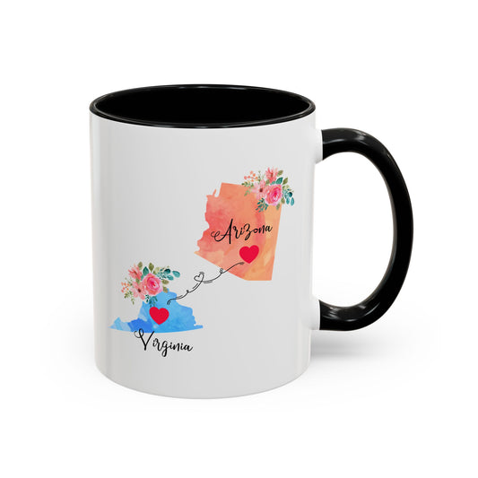 Long Distance Family Coffee Mug - Arizona & Virginia Design | Moving Away Gift