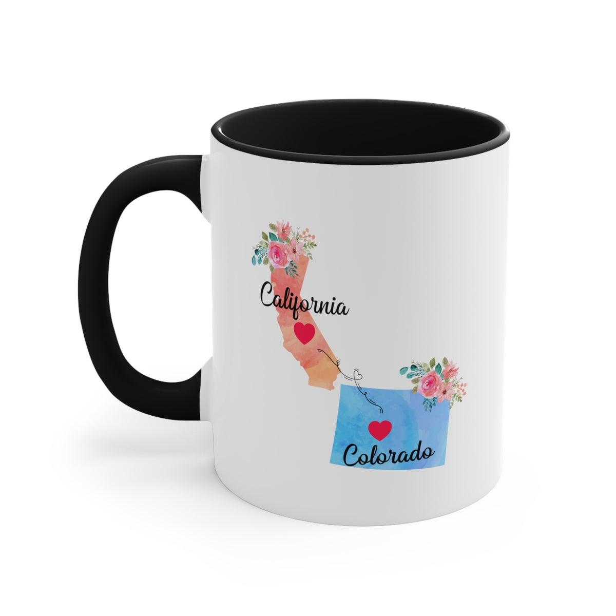 California Colorado Gifts | Long Distance State Two Tone Coffee Mug | State to State | Away From Hometown Family | Moving Away Mug
