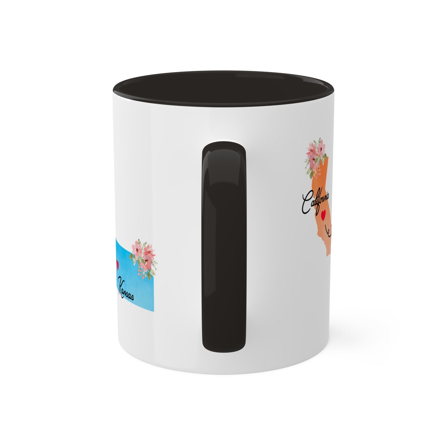 Long Distance Relationship Coffee Mug - California & Kansas Design | Moving Away Gift