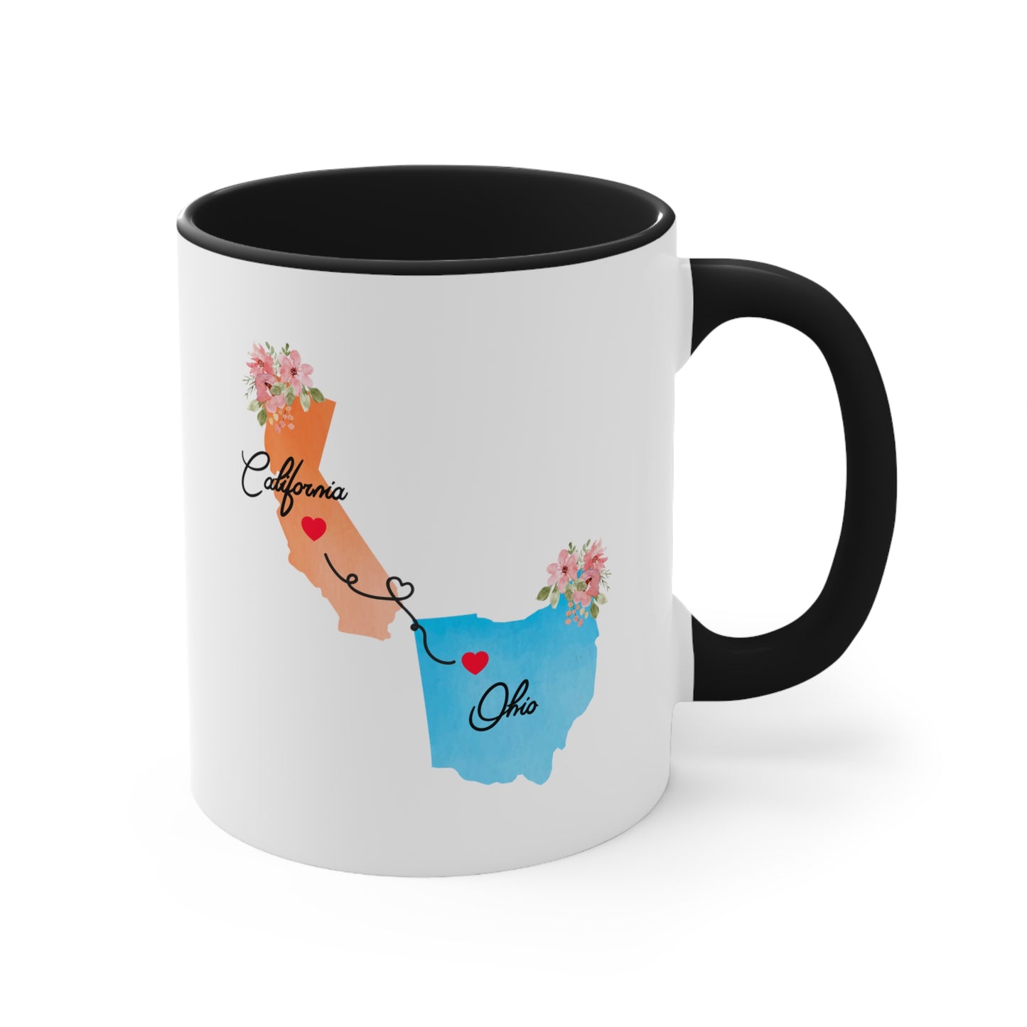 Long Distance Family Coffee Mug - California to Ohio Design | Moving Away Gift