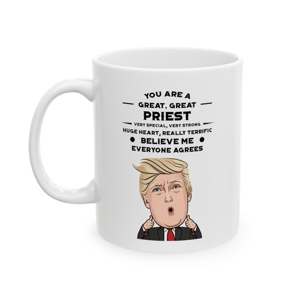 Funny Priest Donald Trump Coffee Mug - President Novelty Christmas Gift Idea for Men Women