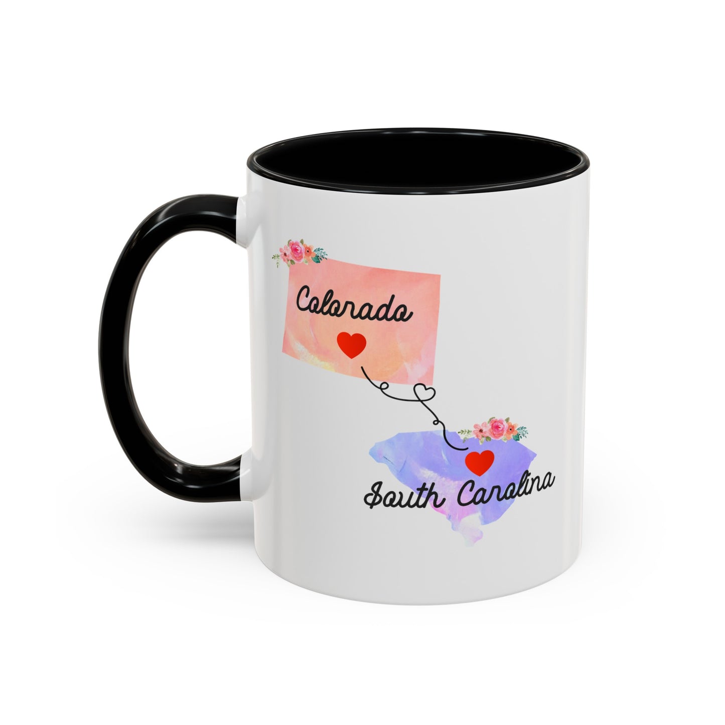 Long Distance Family Coffee Mug - Colorado & South Carolina Design | Moving Away Gift