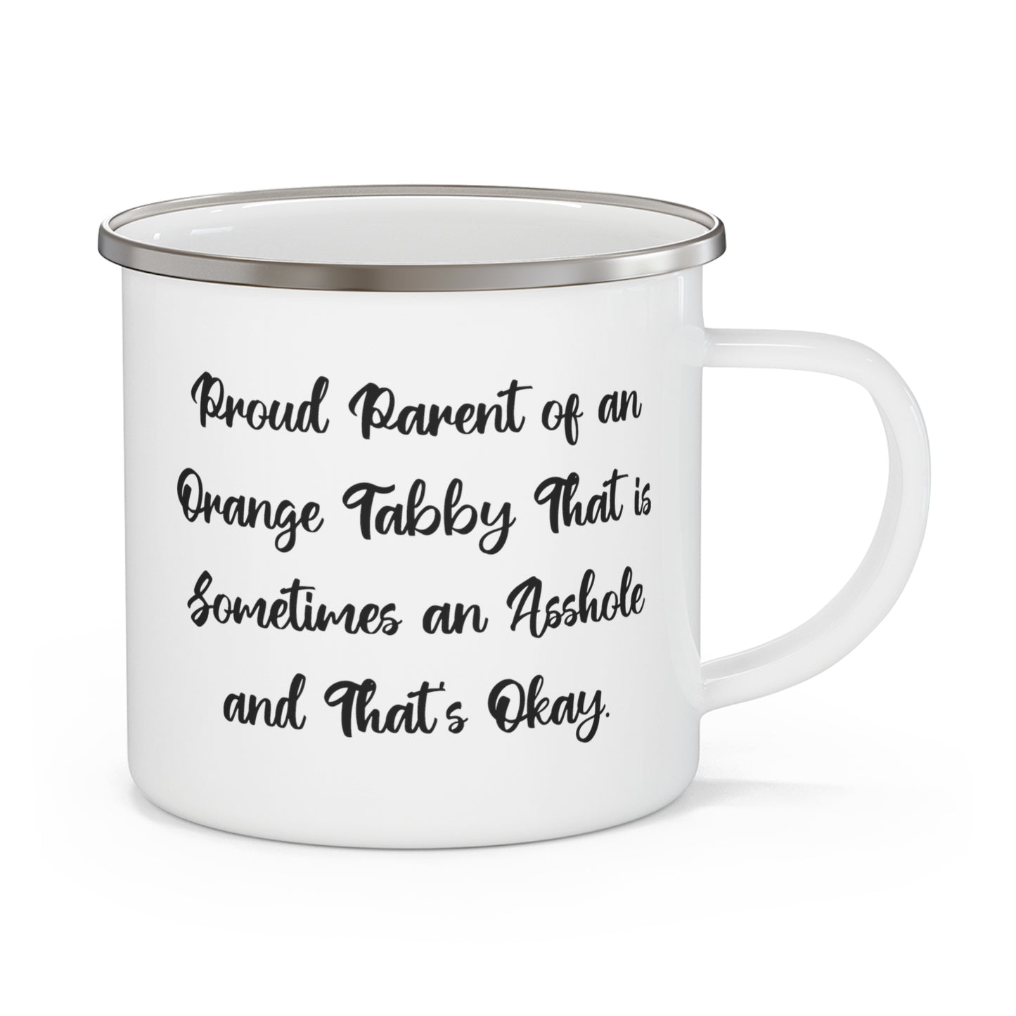 Cat Lover Camping Mug - Proud Parent of an Orange Tabby | Funny Gift for Cat Owners