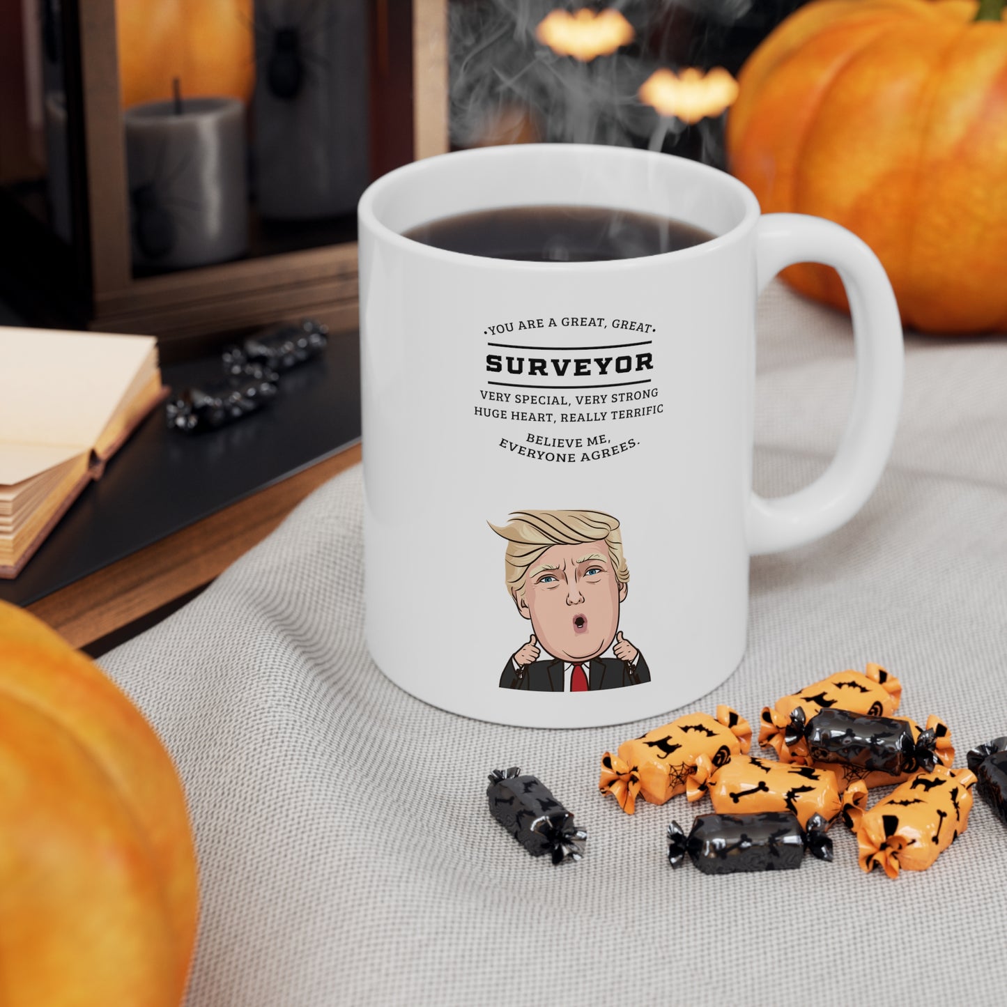Funny Surveyor Donald Trump Coffee Mug - President Novelty Christmas Gift Idea for Men Women