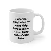 Load image into Gallery viewer, Grammar Teacher Coffee Mug - I Before E Design | Gift for Literature Lovers
