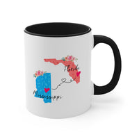 Load image into Gallery viewer, Long Distance Love Coffee Mug - Florida Mississippi Design | Moving Away Gift
