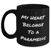 Load image into Gallery viewer, Funny Rescue Worker Gifts for Men - &#39;My Heart Belongs To A Rescue Worker&#39; Black Coffee Mug, Unique Gifts from Men to Rescue Workers on Father&#39;s Day - Main
