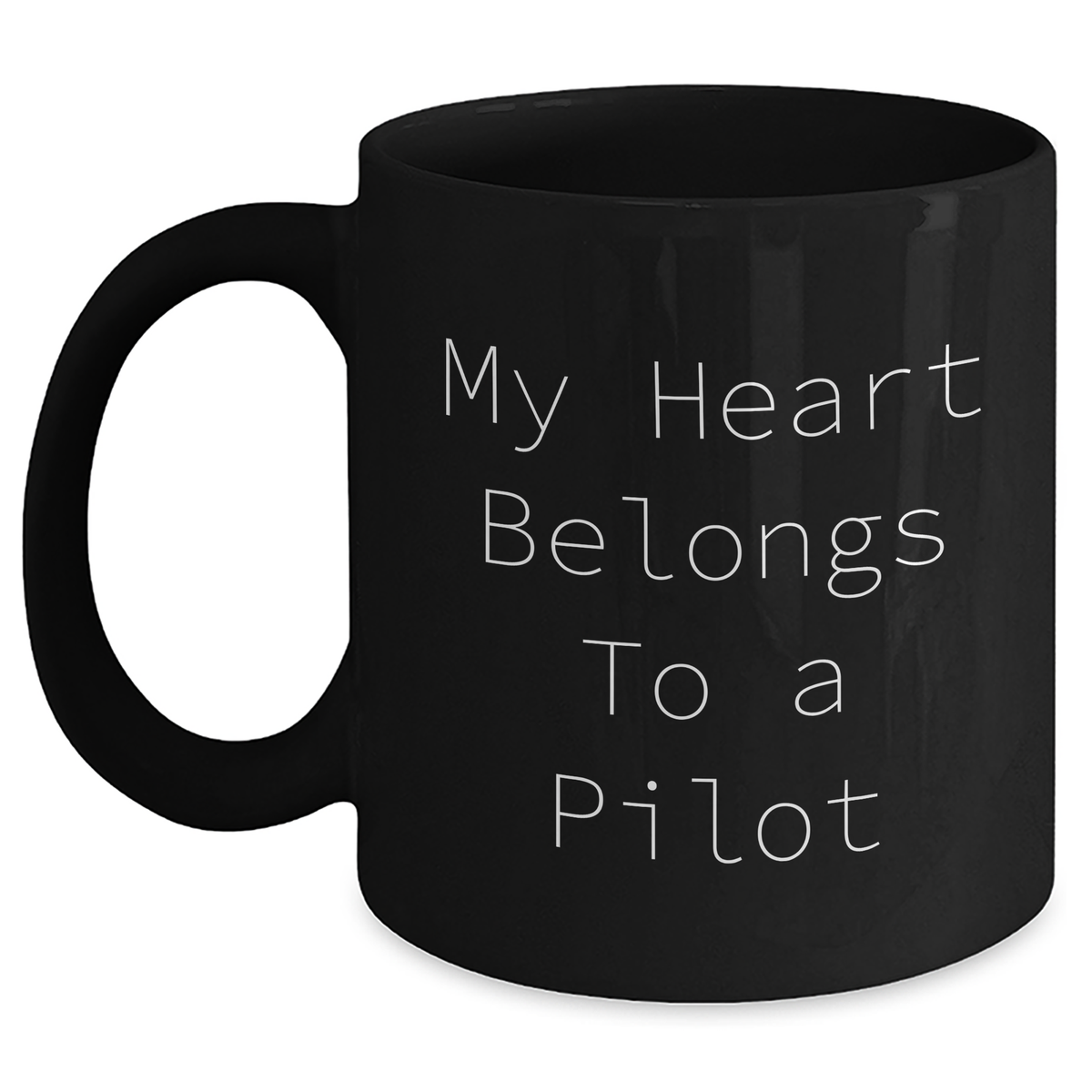 Pilot Gifts for Men, My Heart Belongs To A Pilot Funny Coffee Mug, Unique Father's Day Unique Gifts from Family or Friends, Black Ceramic Mug, 11oz or 15oz - Main