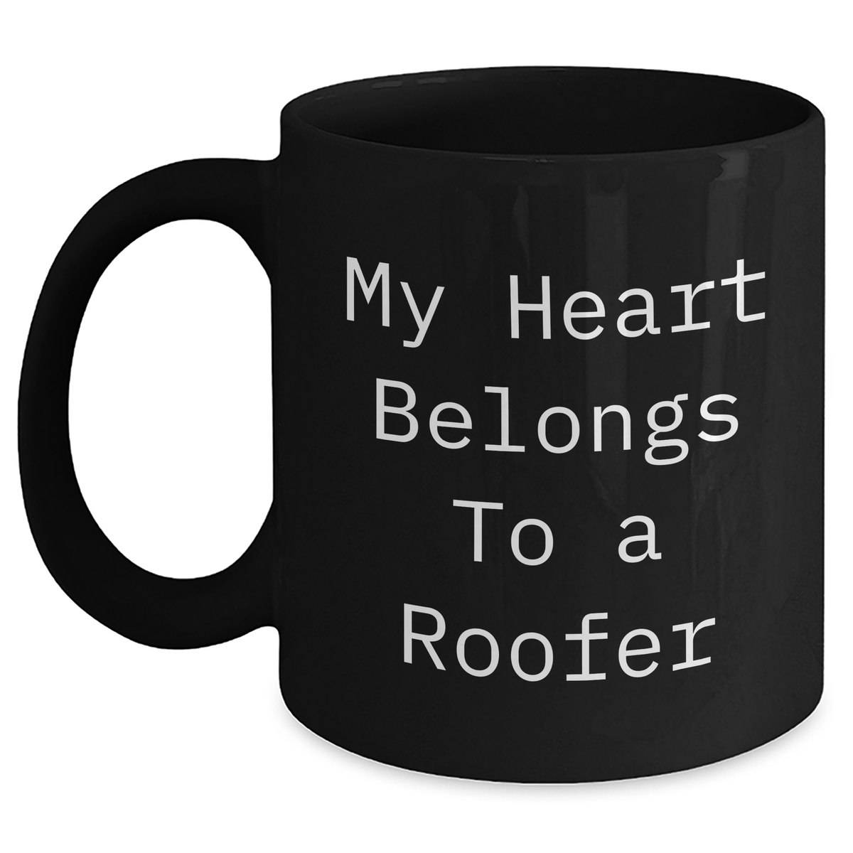 Funny Roofer Gifts - My Heart Belongs To A Roofer Black Coffee Mug, Father's Day Unique Gifts from Family to Men - Main