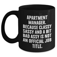 Load image into Gallery viewer, Funny Apartment Manager Gifts, Classy Sassy And A Bit Fearlessy Is Not An Official Job Title. Black Coffee Mug for Graduation, Gifts from Friends, Gifts for Apartment Manager - Main
