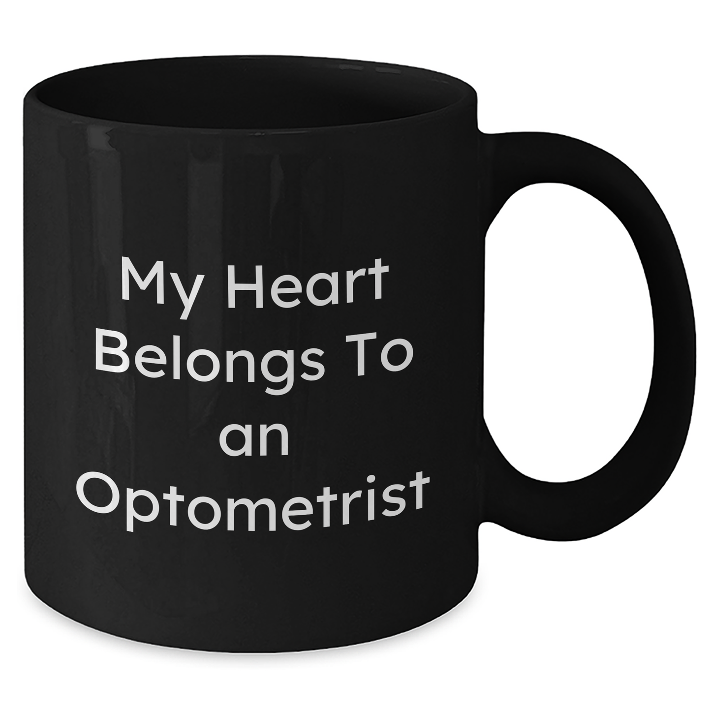 Optometrist Gifts from Friends and Family - 'My Heart Belongs To An Optometrist' Black Coffee Mug, Unique Father's Day Unique Gifts for Men - Additional