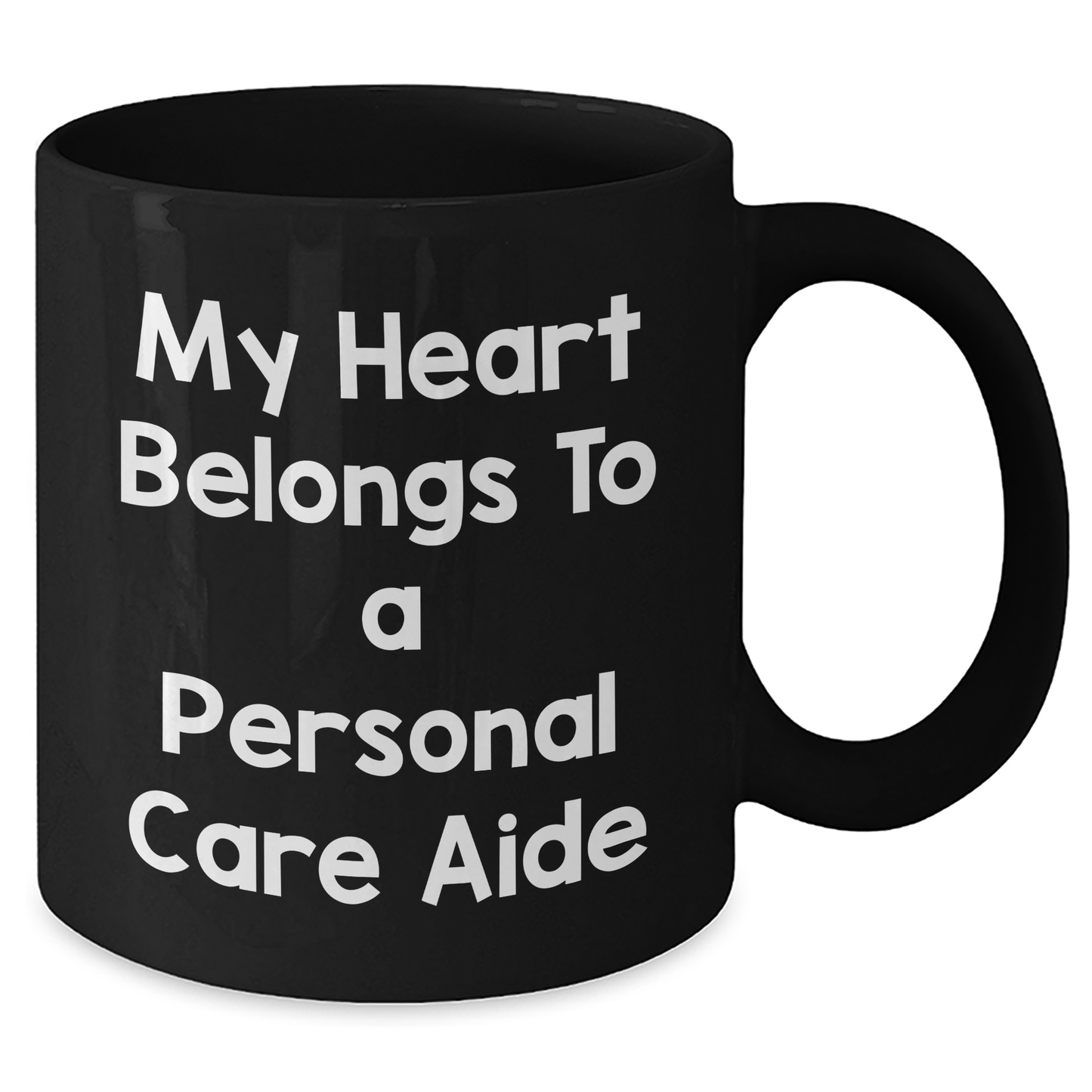 Funny Personal Care Aide Gifts from Men to Friends - My Heart Belongs To A Personal Care Aide Black Coffee Mug for Dad, Him, or Coworkers on Father's Day - Additional