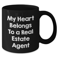 Load image into Gallery viewer, Funny Real Estate Agent Gifts - My Heart Belongs To A Real Estate Agent, Black Coffee Mug for Dad, Father&#39;s Day Unique Gifts from Friends to Real Estate Agent - Additional

