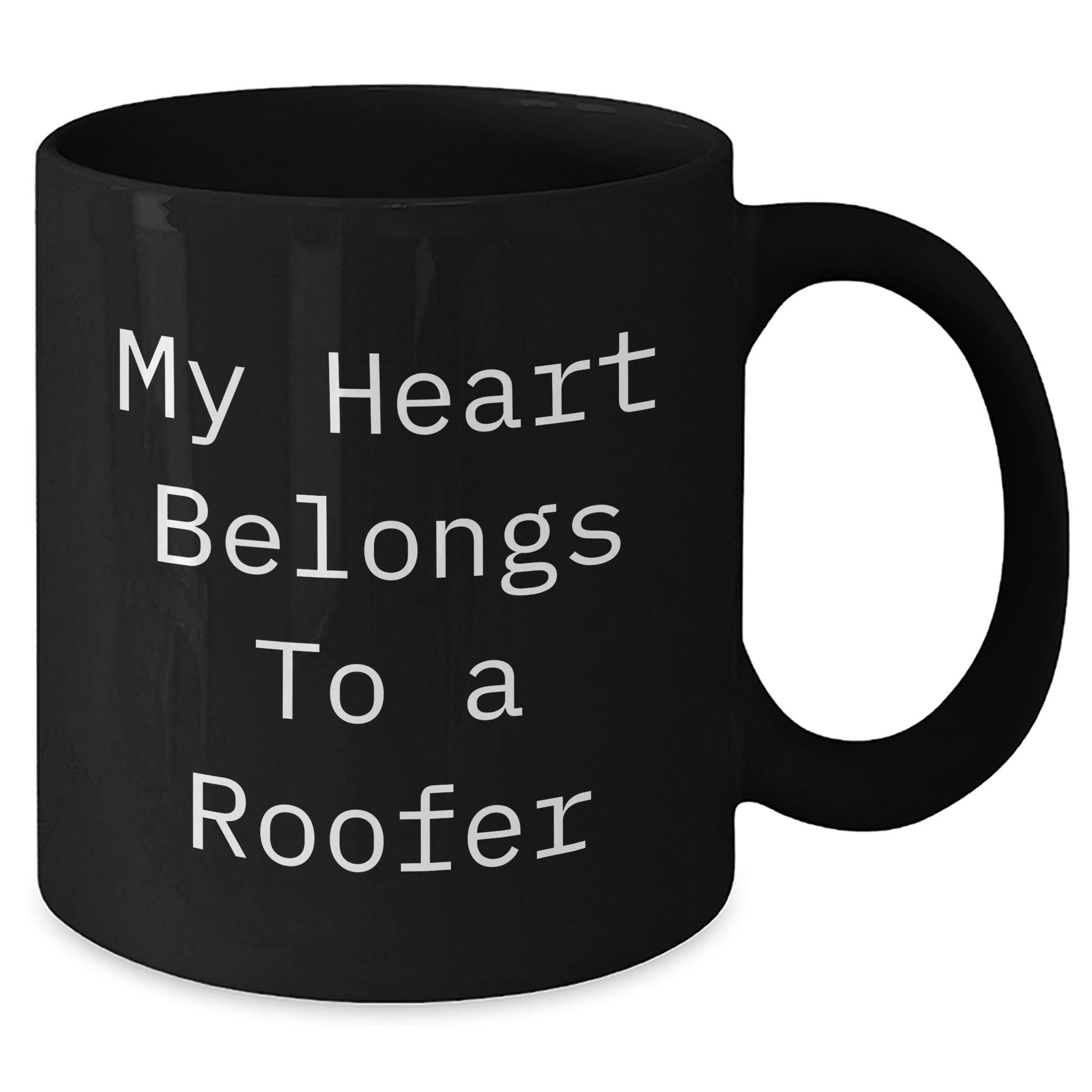 Funny Roofer Gifts - My Heart Belongs To A Roofer Black Coffee Mug, Father's Day Unique Gifts from Family to Men - Additional