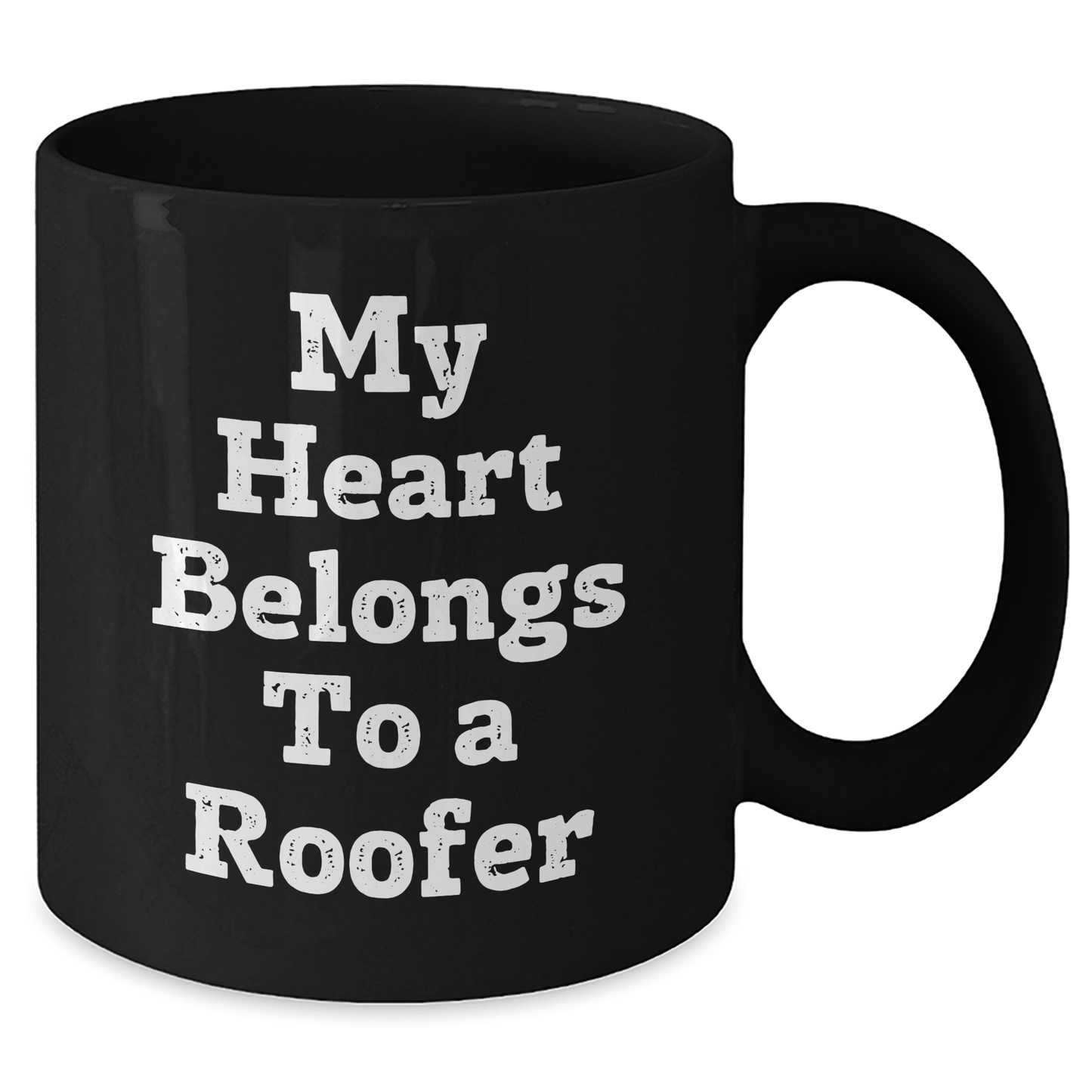 Funny Roofer Gifts from Men to Men - My Heart Belongs To A Roofer Black Coffee Mug, Perfect for Father's Day - Additional