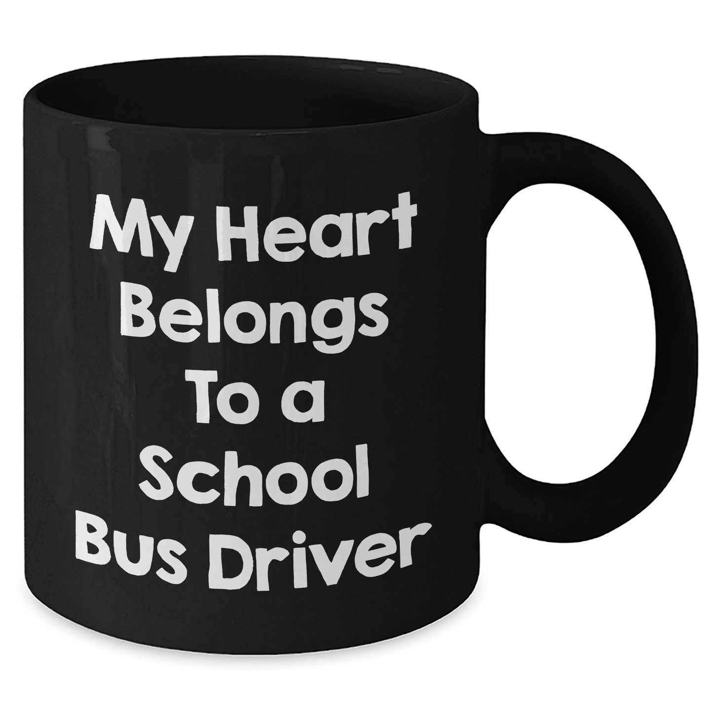 Funny School Bus Driver Gifts from Friends to School Bus Driver My Heart Belongs To A School Bus Driver Black Coffee Mug for Father's Day - Additional