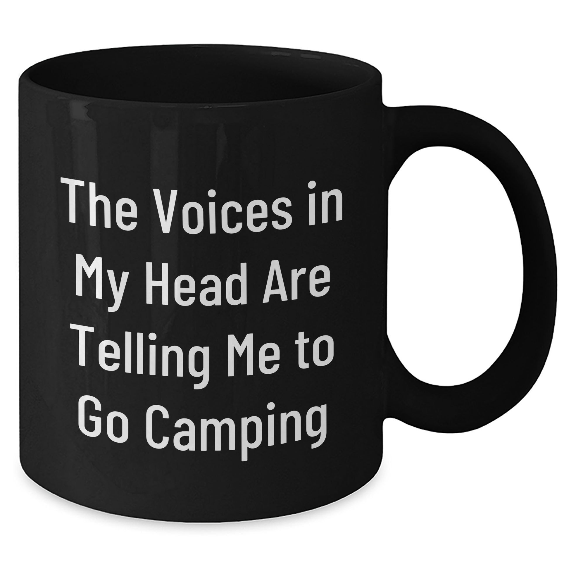 Funny Camping Mugs for Men Gifts from Dad on Father's Day - 'The Voices In My Head Are Telling Me To Go Camping' Black Coffee Mug for Outdoor Enthusiast - Additional