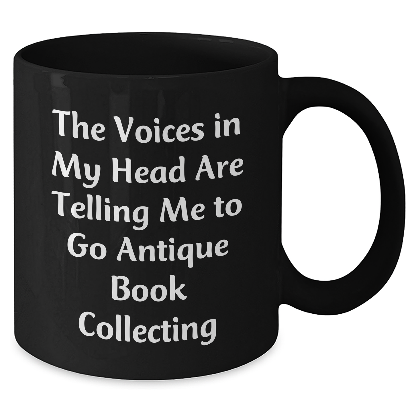 Funny Antique Book Collecting Gifts for Men - 'The Voices In My Head Are Telling Me To Go Antique Book Collecting' Black Coffee Mug, Perfect Father's Day Unique Gifts from Family - Additional