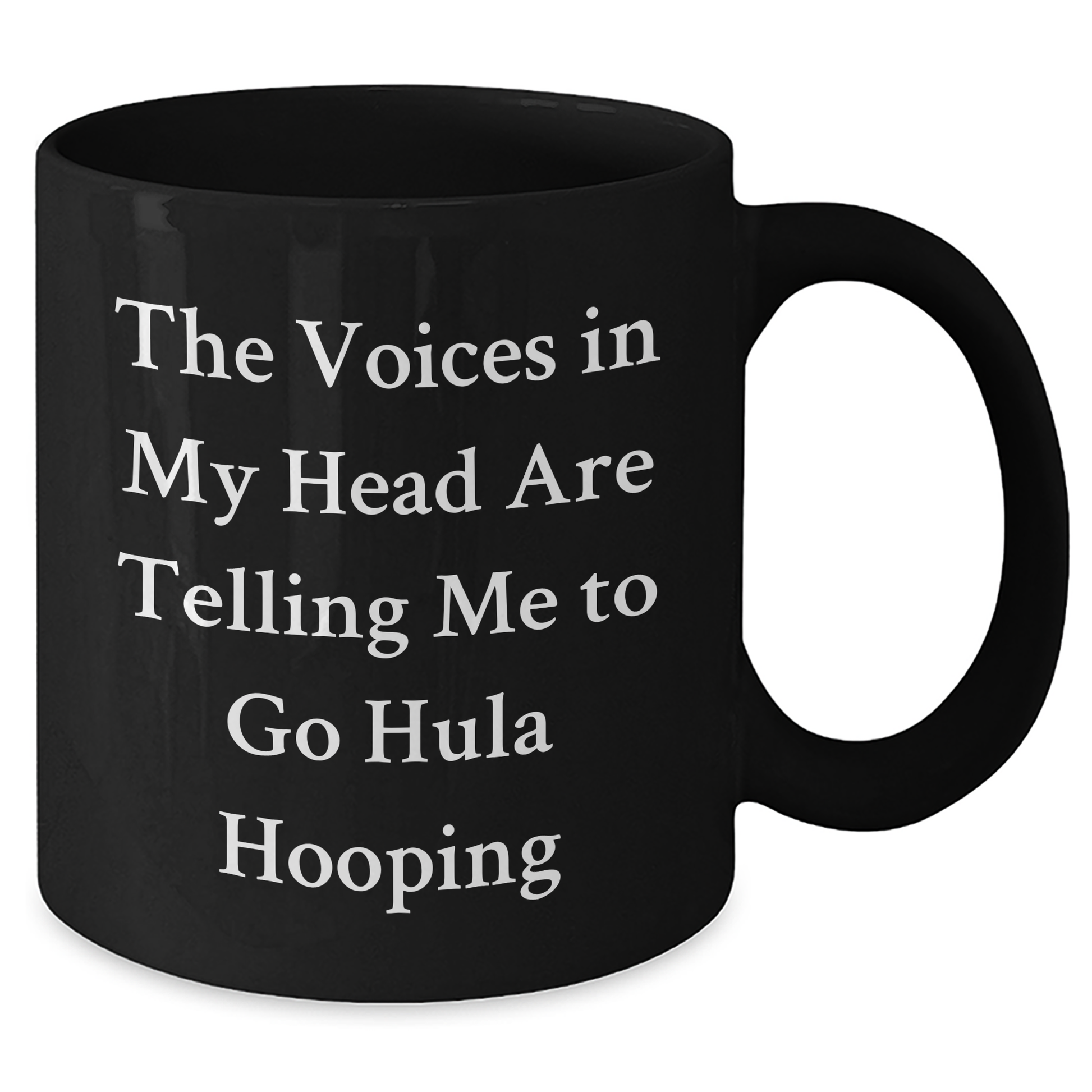Funny Hula Hooping Gifts from Men - Unique Black Coffee Mug for Hula Hooping Enthusiasts on Father's Day, 'The Voices In My Head Are Telling Me To Go Hula Hooping' Quote, 11oz or 15oz - Additional