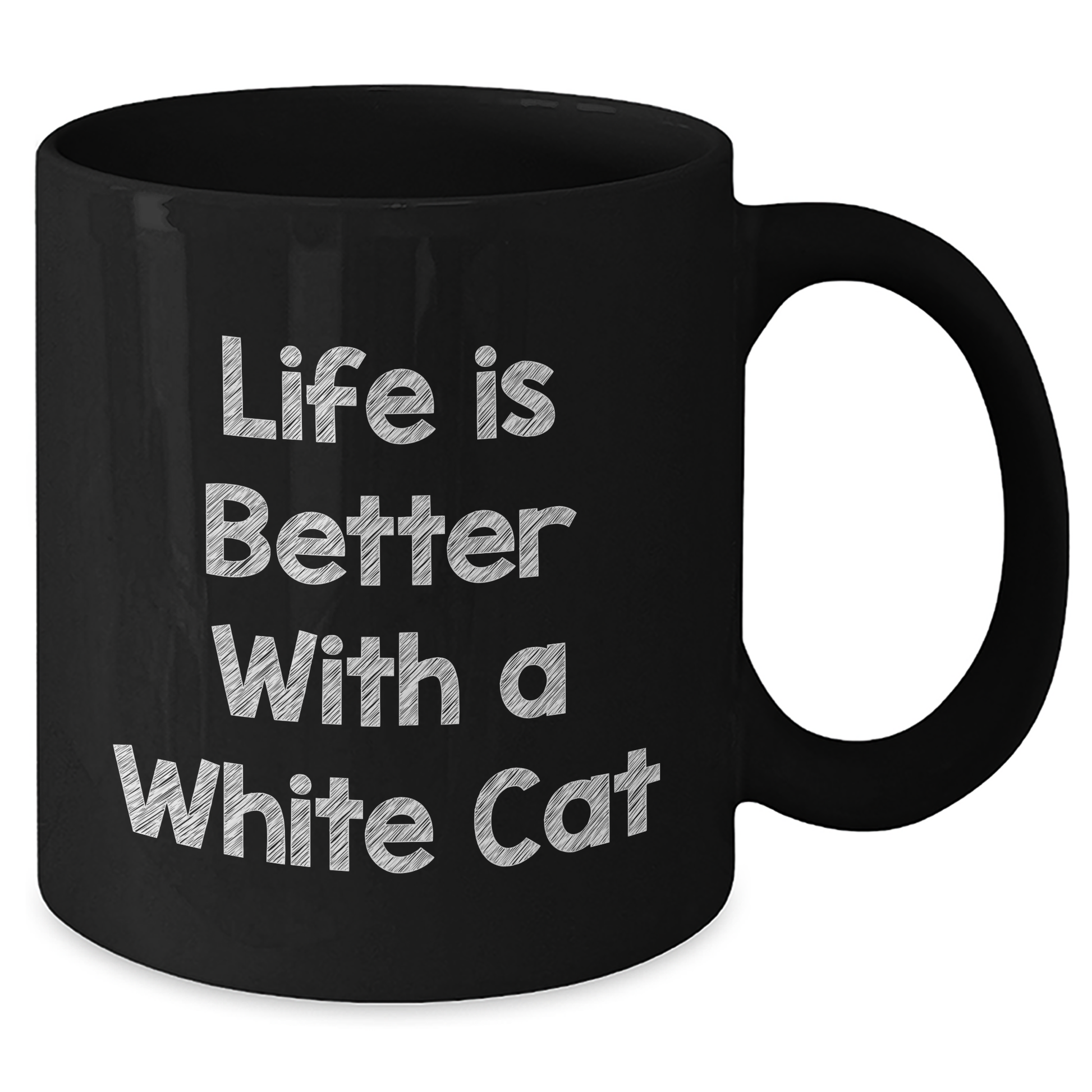 Funny White Cat Gifts for Men, Life Is Better With A White Cat Black Coffee Mug, Father's Day Unique Gifts from Family - Additional