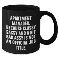 Load image into Gallery viewer, Funny Apartment Manager Gifts, Classy Sassy And A Bit Fearlessy Is Not An Official Job Title. Black Coffee Mug for Graduation, Gifts from Friends, Gifts for Apartment Manager - Additional
