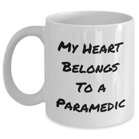 Load image into Gallery viewer, Funny Rescue Worker White Coffee Mug, Gifts from Family for Father&#39;s Day, &#39;My Heart Belongs To A Rescue Worker&#39; Quote - Main
