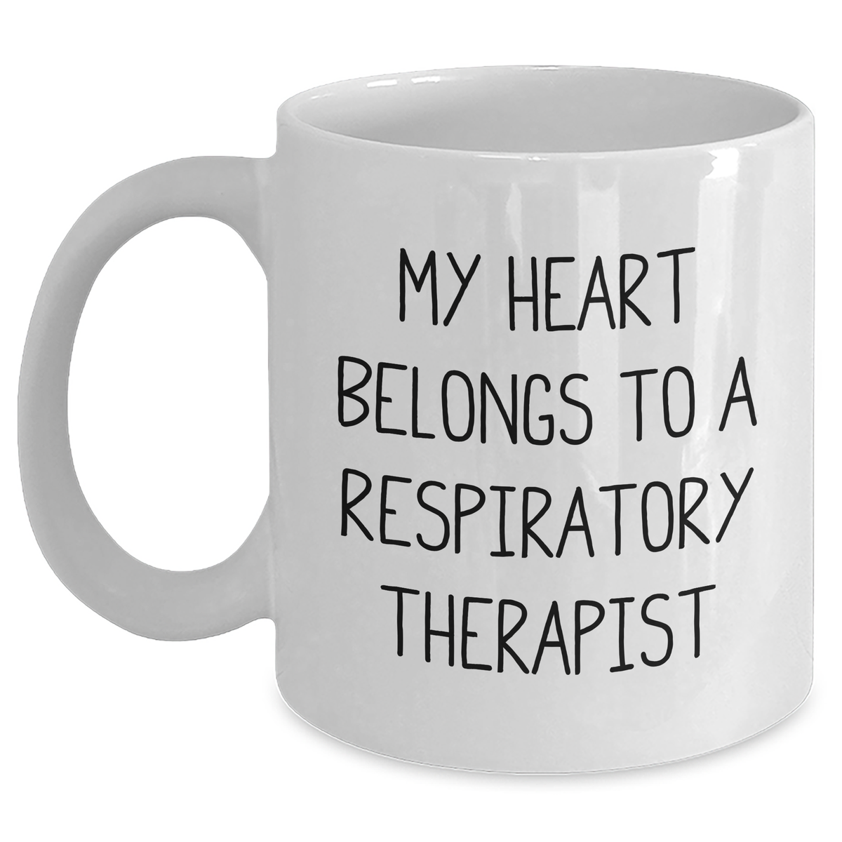Funny Respiratory Therapist Gifts from Men to Women, White Coffee Mug for Mother's Day, 'My Heart Belongs To A Respiratory Therapist' - Main