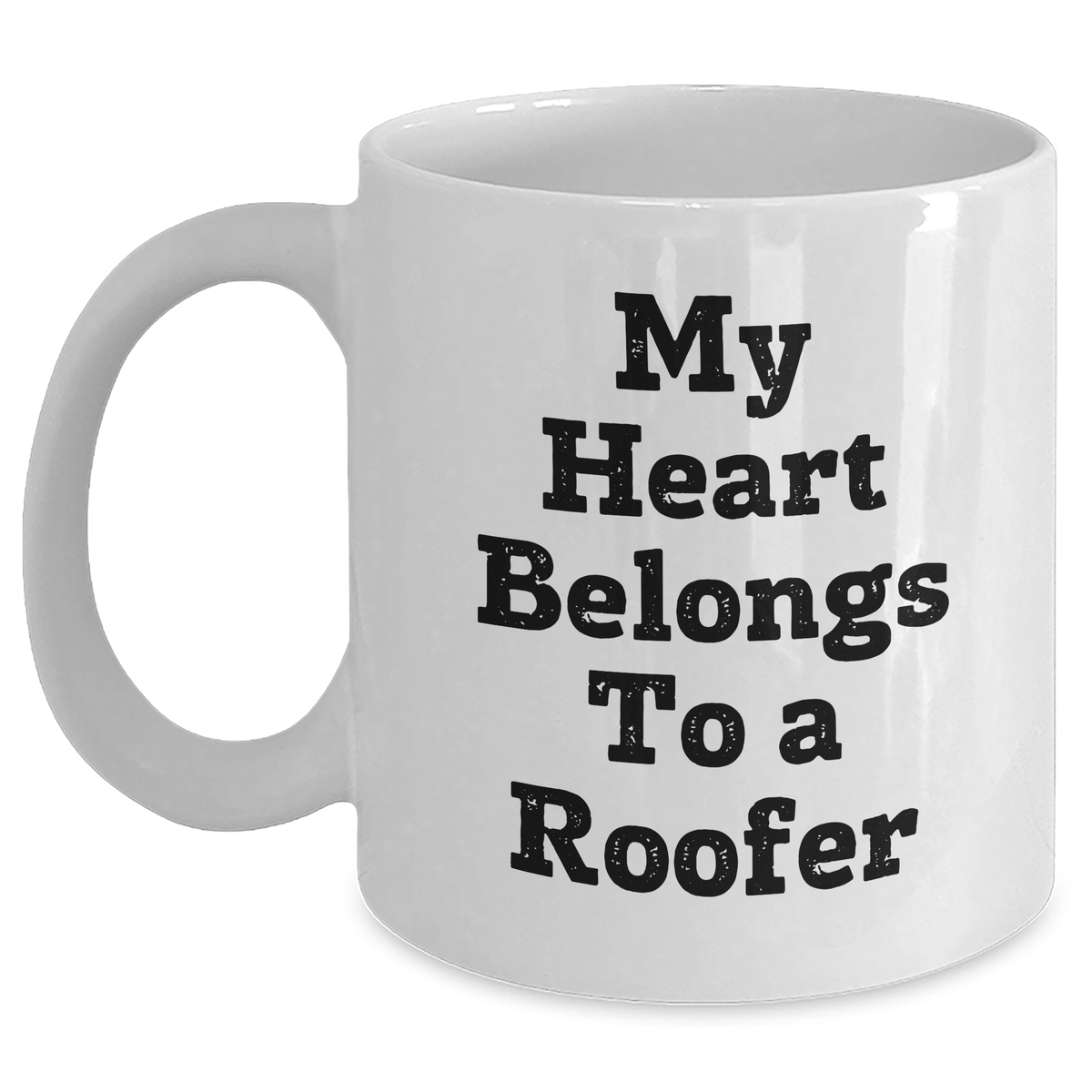 Funny Roofer Gifts, 'My Heart Belongs To A Roofer' White Coffee Mug for Father's Day, Gifts from Friends - Main