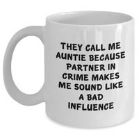 Load image into Gallery viewer, Funny Auntie White Coffee Mug Gifts for Men from Aunties, Partner in Crime Quotes, Perfect for Father&#39;s Day - Main
