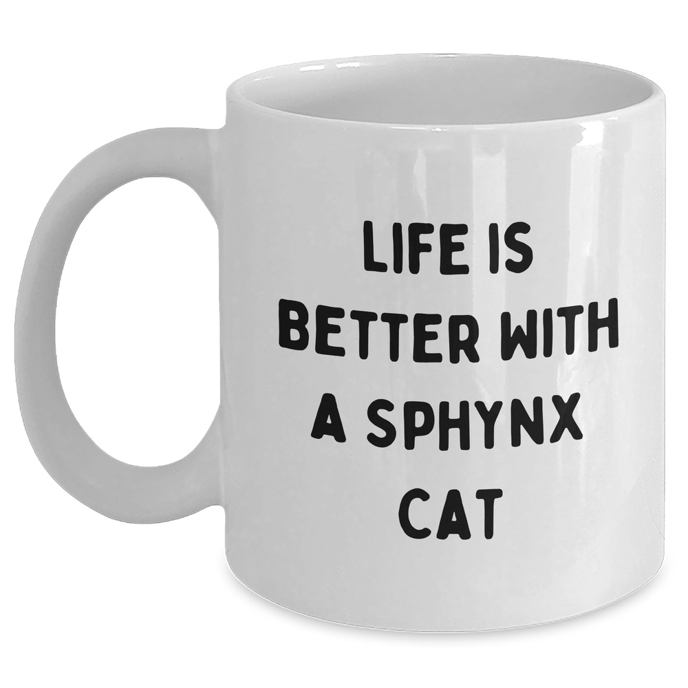 Funny Sphynx Cat Gifts from Men to Sphynx Cat Lovers on Father's Day, Unique White Coffee Mug - Main