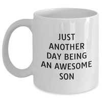 Load image into Gallery viewer, Funny Son Gifts, White Coffee Mug, Just Another Day Being An Awesome Son, Father&#39;s Day Unique Gifts from Mom, Dad, or Friends to Son - Main

