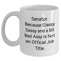 Load image into Gallery viewer, Senator Gifts, Funny White Coffee Mug, Classy Sassy And A Bit Fearlessy Is Not An Official Job Title, Mother's Day Unique Gifts from Women, For Senator - Main
