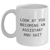 Load image into Gallery viewer, Funny Assistant Gifts from Friends, Coworkers, or Family - Look At You Becoming An Assistant And Shit, White Coffee Mug for Graduation - Main
