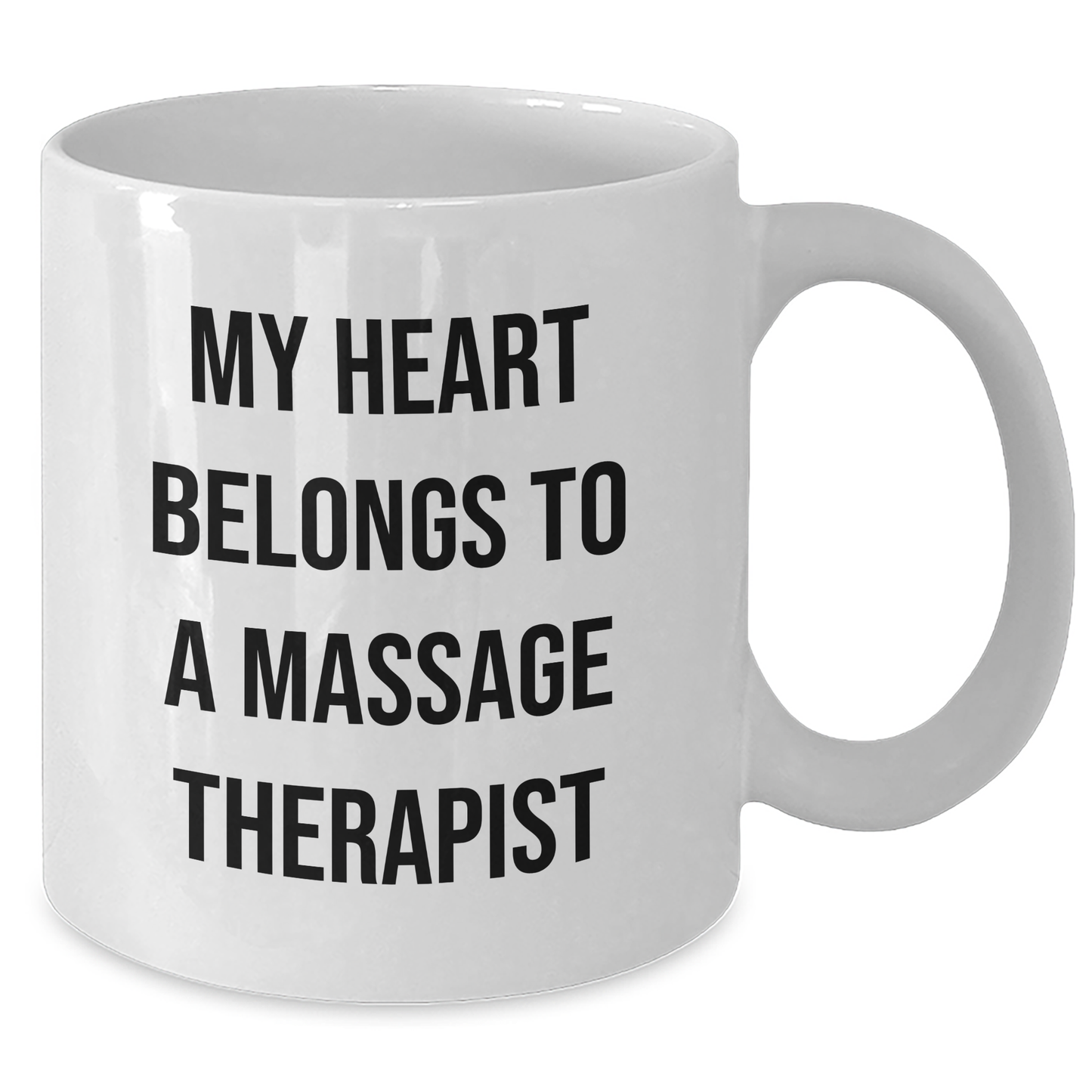 Funny Massage Therapist Gifts for Him - 'My Heart Belongs To A Massage Therapist' White Coffee Mug, Gifts from Men to Family - Additional