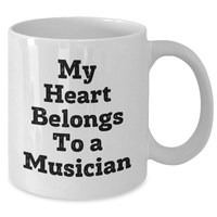 Load image into Gallery viewer, Funny Musician Gifts for Mom - My Heart Belongs To A Musician White Coffee Mug, Unique Mother's Day Unique Gifts from Family to Musician - Additional
