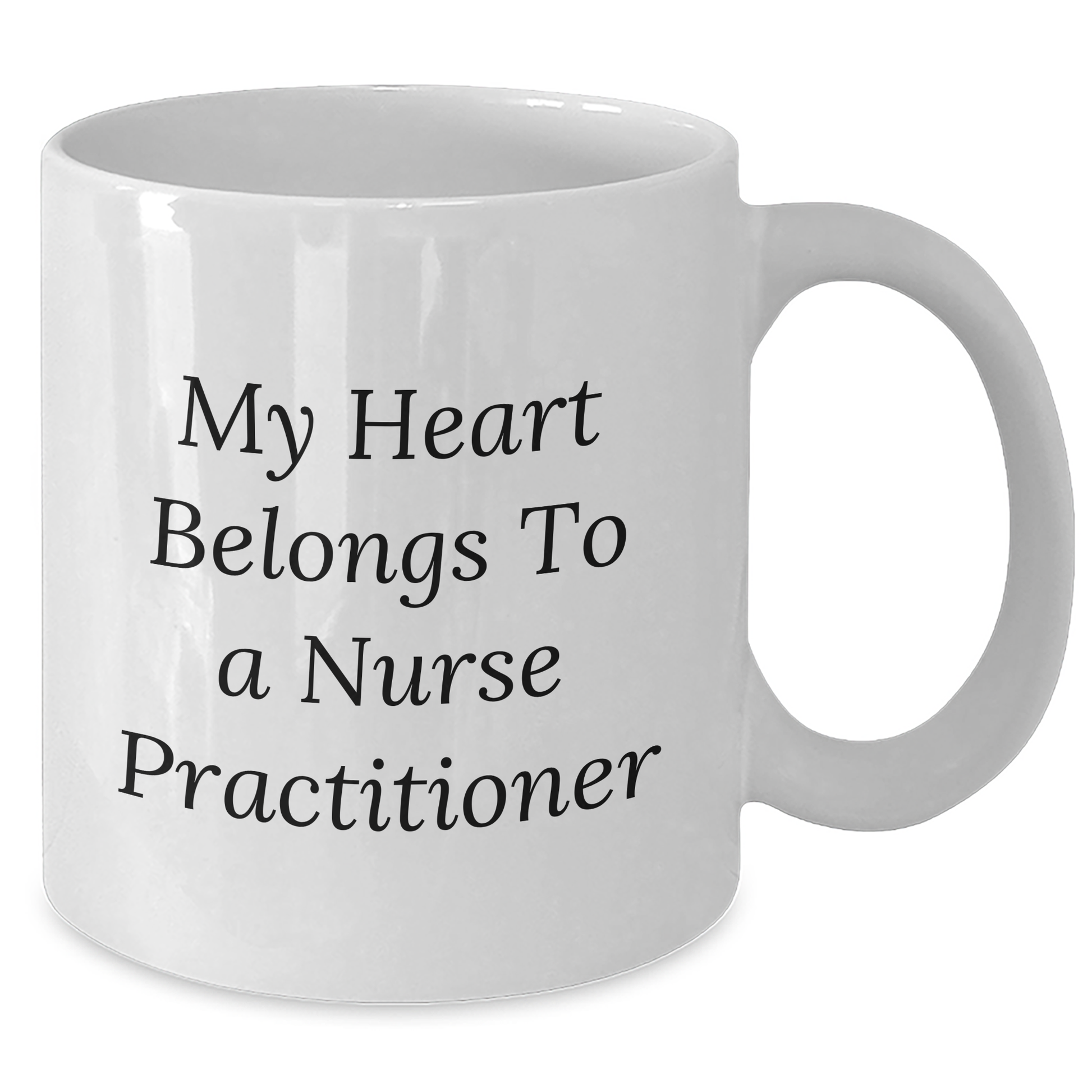 Funny Nurse Practitioner Gifts from Men, Gifts for Nurse Practitioner Dad, My Heart Belongs To A Nurse Practitioner White Coffee Mug, Unique Father's Day Unique Gifts - Additional