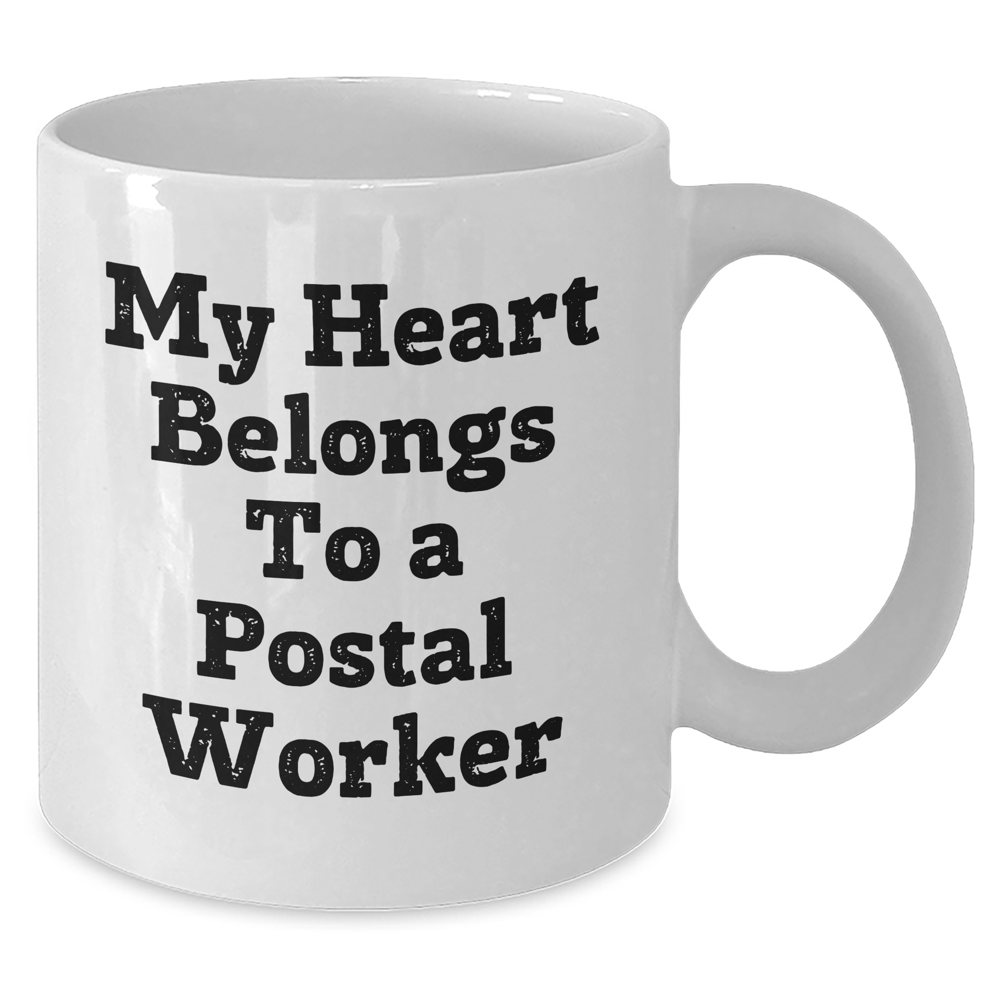 Funny Postal Worker Gifts for Men - My Heart Belongs To A Postal Worker White Coffee Mug, Perfect for Father's Day, Gifts from Family, Friends, or Coworkers - Additional