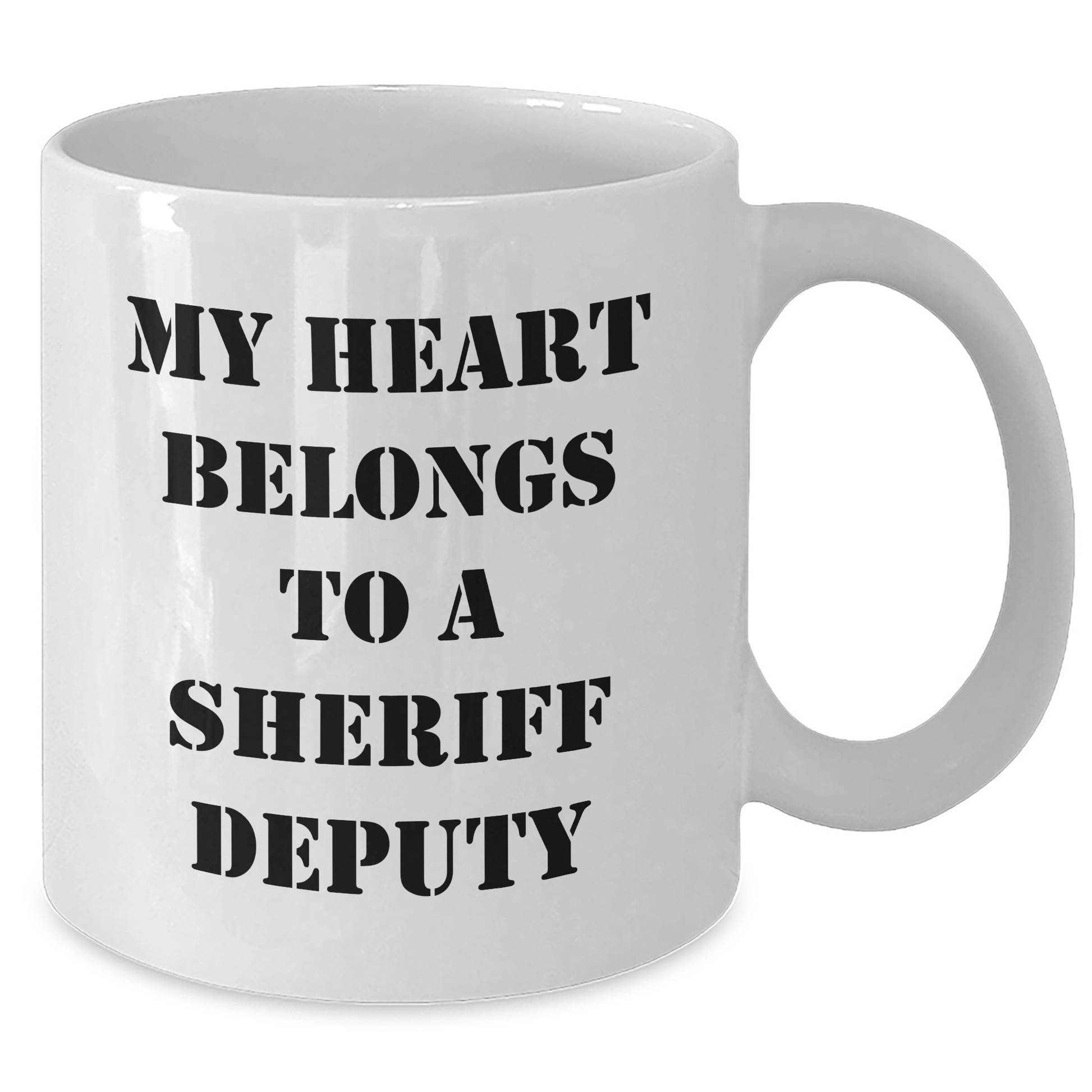 Funny Sheriff Deputy Gifts, 'My Heart Belongs To A Sheriff Deputy' White Coffee Mug for Dad's Day, Gifts from Men to Friends and Family - Additional