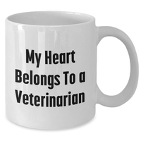 Load image into Gallery viewer, Funny Veterinarian Gifts from Mom to My Heart Belongs To A Veterinarian White Coffee Mug for Her on Mother's Day, Gifts from Mom to Veterinarian - Additional
