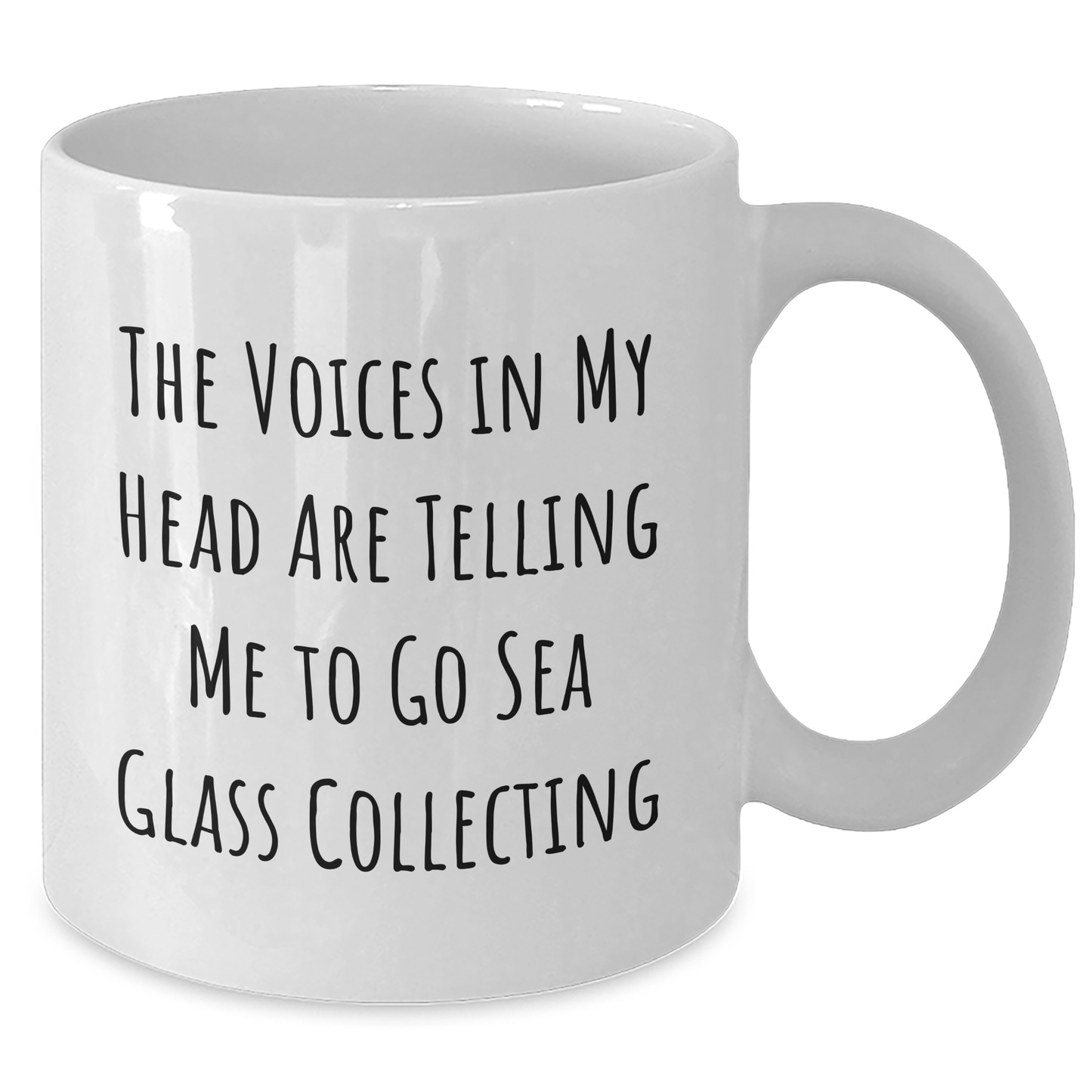 Funny Sea Glass Collecting Gifts for Her, White Coffee Mug from Men, 'The Voices In My Head Are Telling Me To Go Sea Glass Collecting', Mothers Day Unique Gifts - Additional