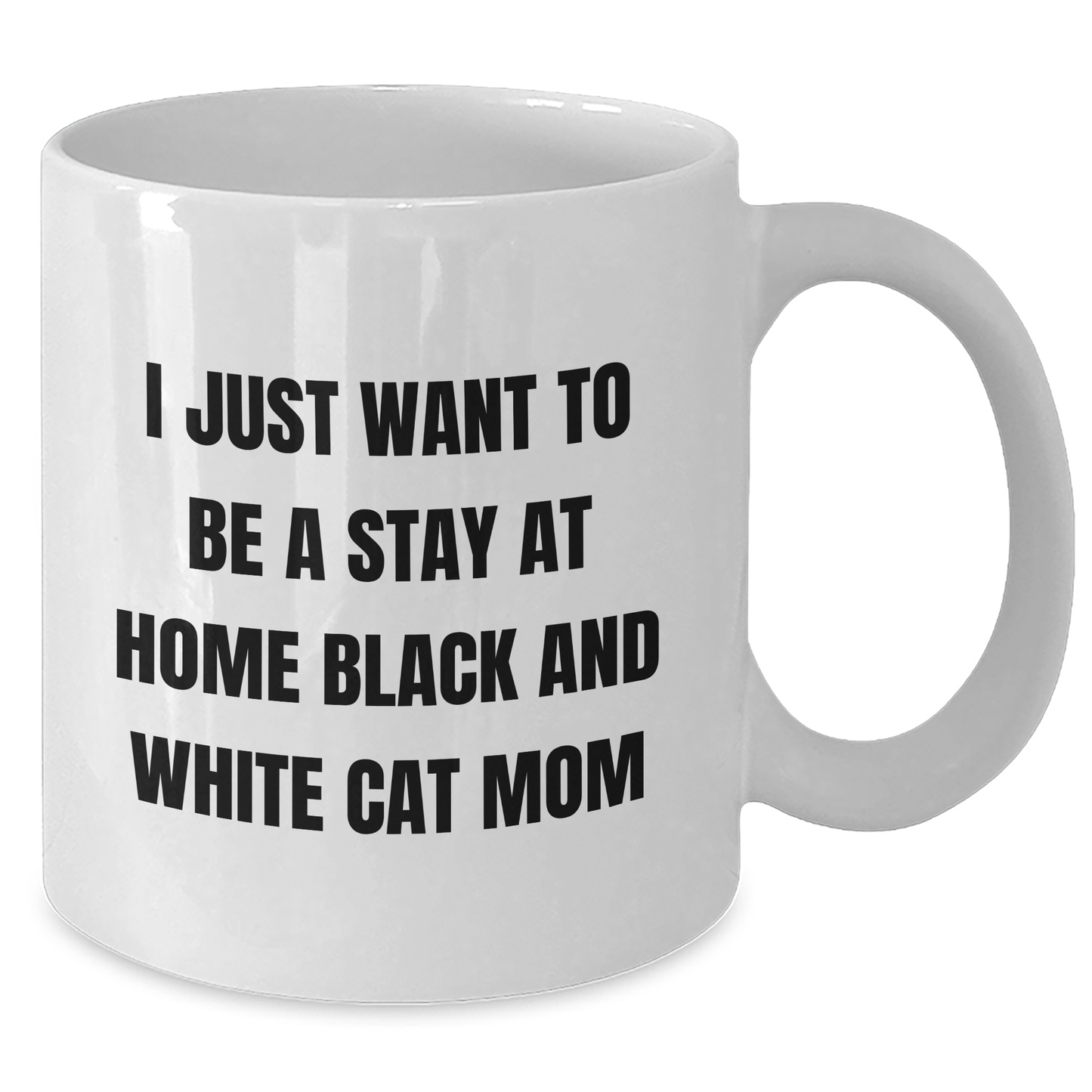 Funny Black and White Cat Mom Gift, 'I Just Want To Be A Stay At Home Black And White Cat Mom' White Coffee Mug for Dad's Unique Father's Day Unique Gifts from Family - Additional