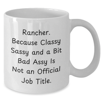 Load image into Gallery viewer, Funny Rancher Gifts: White Coffee Mug for Rancher Men, Gifts from Family, Unique Father&#39;s Day Unique Gifts for Rancher Dads, Classy Sassy and A Bit Fearlessy - Additional
